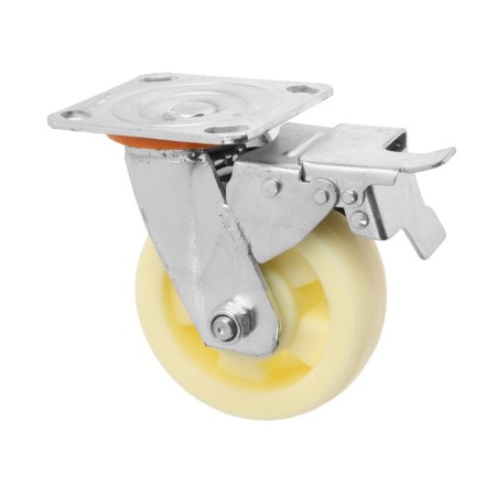 Wheel for transport trolleys rotary, d = 125, on the site, with a stop, covering pp