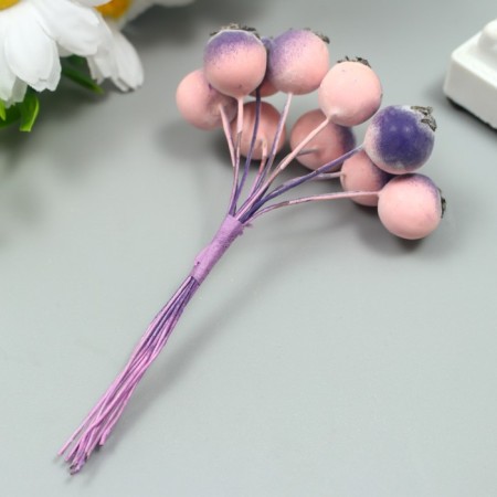 Decor for creativity "Berry of Rowan" 1 bouquet = 10 berries pink-violet yoke 10x1.5 cm-1