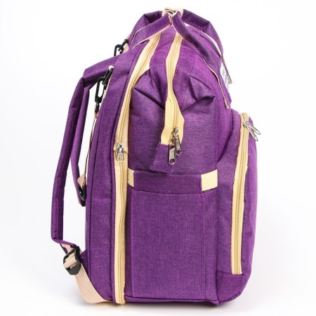 Bag backpack for mom and baby with a changing rug, purple color-7