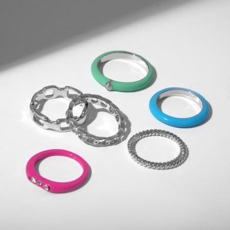 Ring set 6 pieces "Dream" radiance, colored with silver, size mix-2