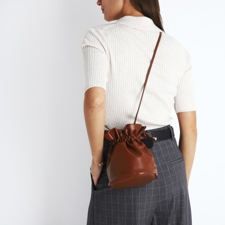Puff bag, brown color-4
