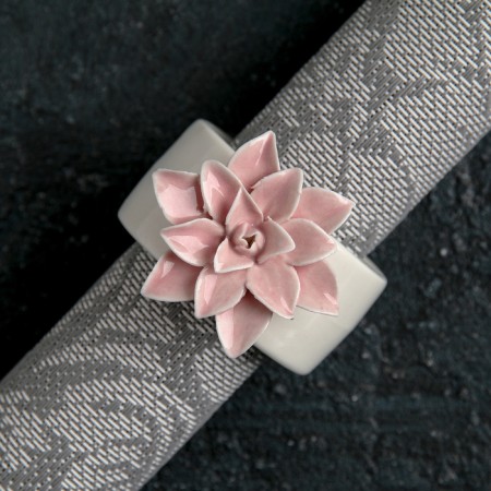 Ceramic ring for napkins "Flower", 5.5 × 4.5 × 6.5 cm, pink color