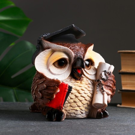 Pigger "Owl Scientist" brown, 18x17x19cm-1