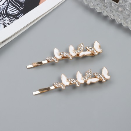 Invisibility for hair "Annabell" (set 2 pcs) butterfly white, 6.5 cm-2