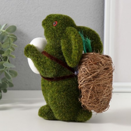 Souvenir Foam "Rabbit green with an testicle and a basket with carrots" 15x7x15.5 cm-2