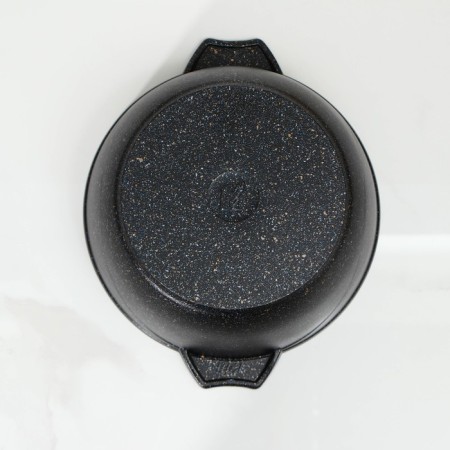Pamper "granite Star", 4 l, d = 24 cm, h = 12 cm, glass cover, anti -stick coating, black color-2