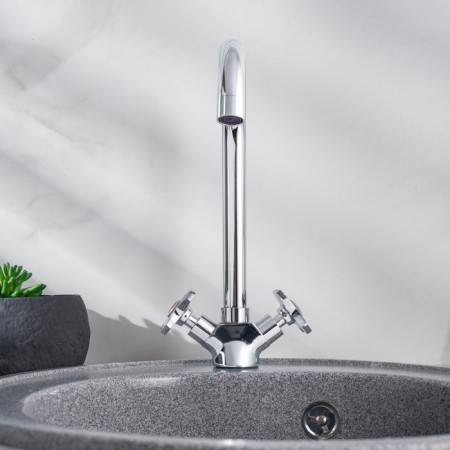 Kitchen mixer RMS SL115-274F, two-wound, fastening nut, high spout, chrome-2
