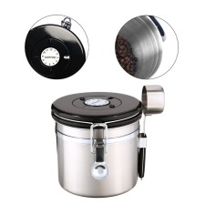 A sealed container for storing ground coffee and coffee beans, 1.2 l, 12 x 12 cm, gray