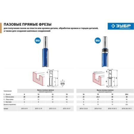 Frases groove bison 28755-12-19, straight, with cutters, shank d = 8 mm, 12 x 19 mm-7