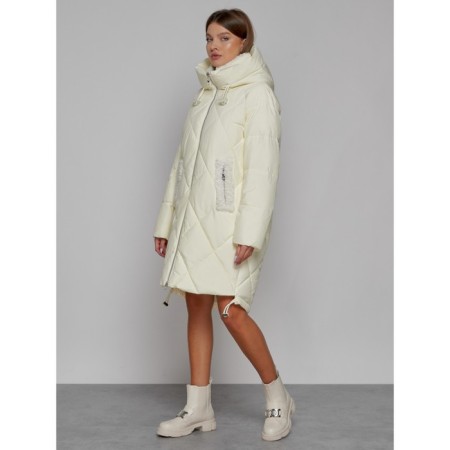 Coat insulated winter female, size 46, color light yellow-1