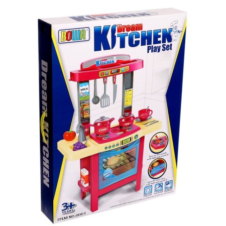 Game set "Dream kitchen" with dishes and products, light, sound, works from batteries-19