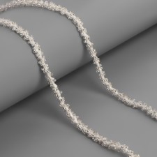 Decorative braid with beads, 6 mm, 2.7 ± 0.5 m, silver color