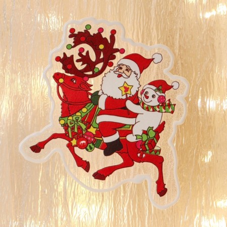 Santa Claus with a snowman on the way 10x12 cm