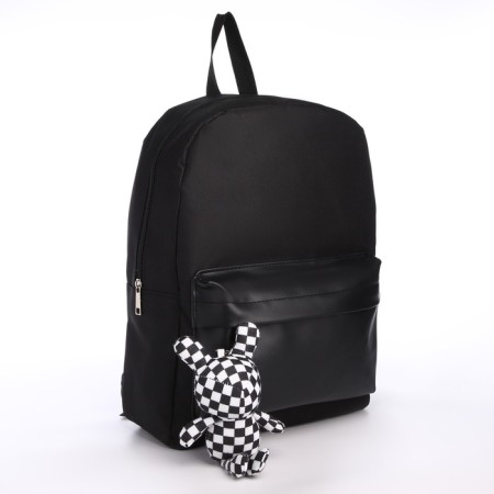 School textile school with pockets, 38x29x11 cm, black color-1