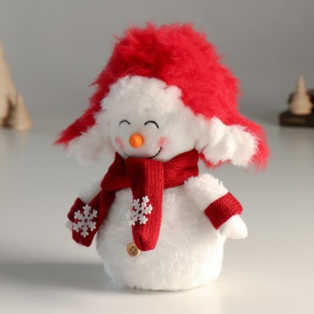 Interior doll "Snowman in a red cap of ear-capture" 19 cm-3