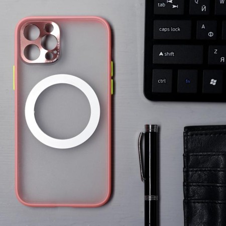Luazon cover for the iPhone 12 Pro, support for Magsafe, edging, plastic, pink