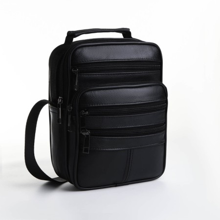 Male bag on lightning, long belt, black color