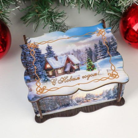 Casket Middle New Year's "House on the edge", 14x11.7x7.5 cm