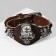 Bracelet Skin "Skull" Gothic, dark brown color with black silver, 25.5 cm