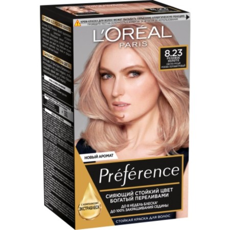 Hair dye l’Oreal Preference Recital “Pink Gold”, tone 8.23, light-brown pink-perlamur