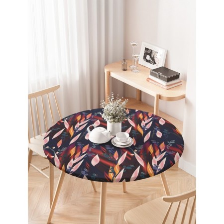 Tables on the table “Abstraction”, round, oxford, elastic band, size 120x120 cm, diameter 75-100 cm-2