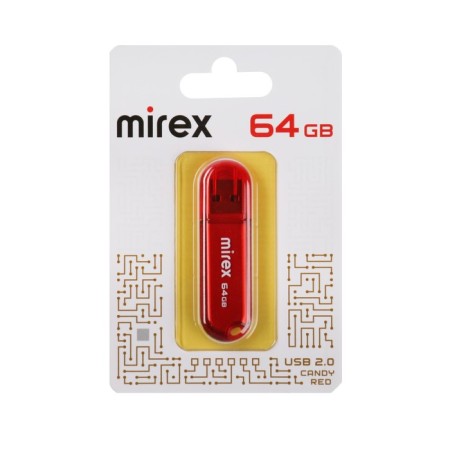 Flash drive Mirex Candy Red, 64 GB, USB2.0, th Up 25 MB/s, PBU up to 15 Mb/s, red-1