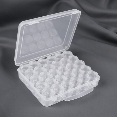 A set of jars for needlework, 30 pcs, d = 2.5 × 2.9 cm, in a container with a pen, 16.2 × 13.6 × 3.4 cm, the color is transparent-1