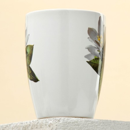 Ceramic Lemon Flowers mug, 350 ml, white color-2