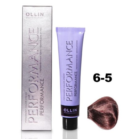 OLLIN PROFESSIONAL PERFORMANCE hair cream, tone 6/5 Dark Brown Mahagon, 60 ml