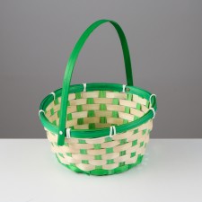 Wicker basket, 21 x 21 x 10/24 cm, bamboo, green