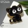 Brooch "Kit" with big eyes, black color in gold