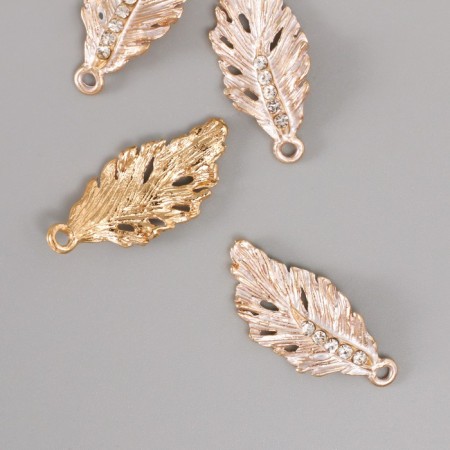 Decor for creativity metal, rhinestones "Palm sheet" 3x1.5 cm-1