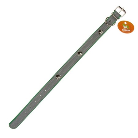 The paw collar with a reflective strip, 59 x 3 cm, artificial leather, green-2