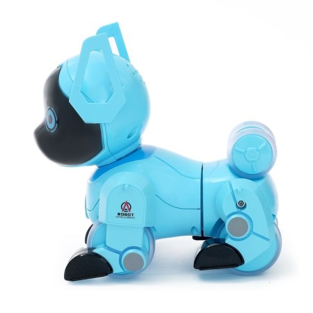 Robot Dog "Pappy", with programming, on the control panel, interactive: sound, light, on the battery, blue-1