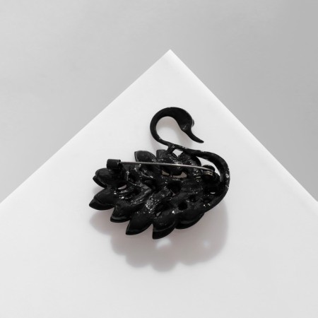 Brooch "Bird" Swan, black color in ferrous metal-1