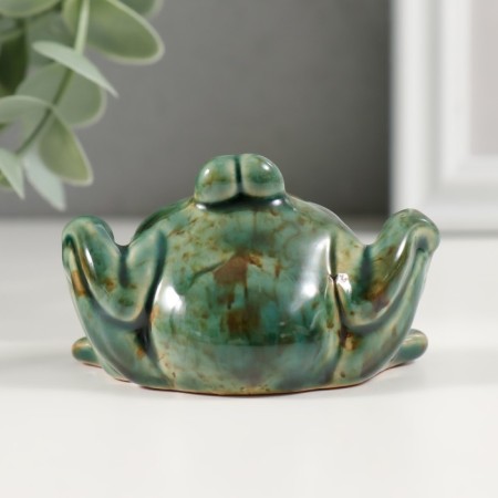 Souvenir ceramics "Green frog with legs on the knees" 4.7x7.2x4.5 cm-2