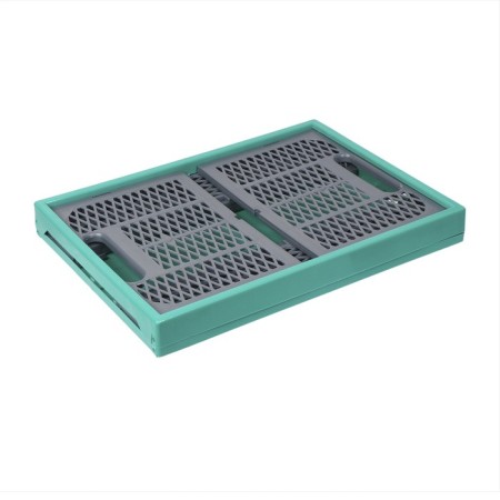 The box is folding, plastic, 47.5 × 34.5 × 23 cm, 30 kg, green-gray-4