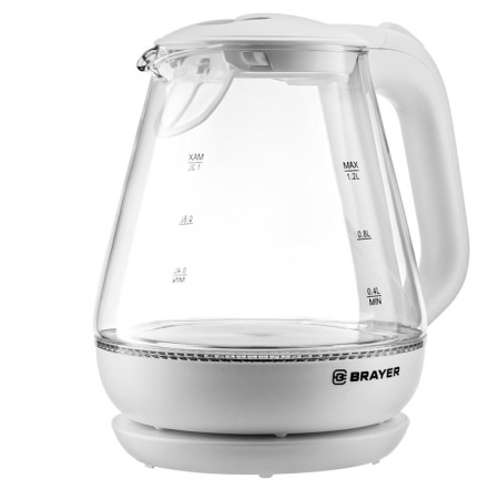 Electric kettle Brayer 1063BR-WH, glass, 1.2 l, 1630 W, white-3