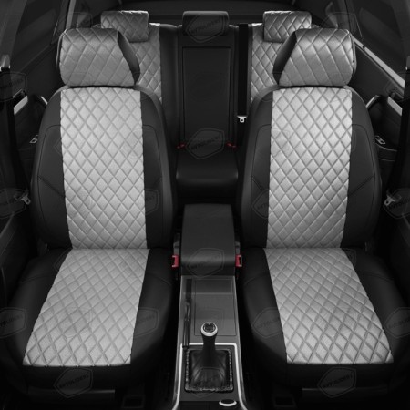 Auto-Cherkhly for Nissan Terrano 3 from 2017-n., Jeep, with perforation, eco-leather, light gray, black-2