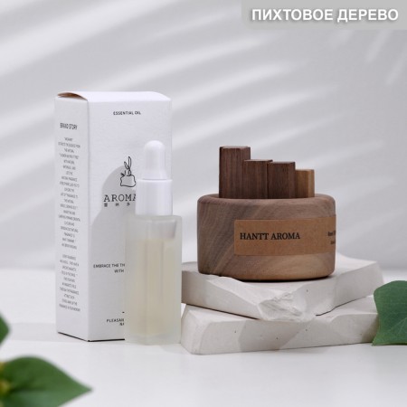 Set of wooden diffuser "HANTT AROMA", fir tree, with 10 ml essential oil in a box