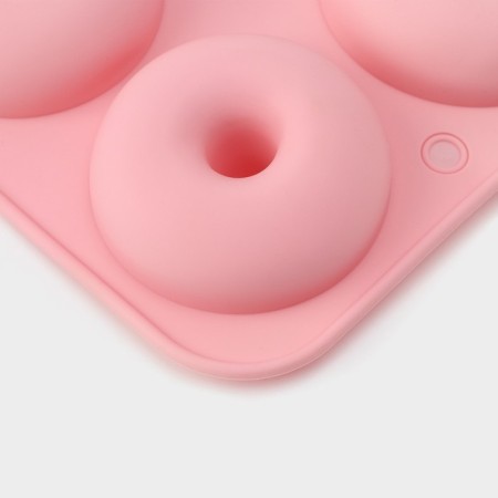 Baking uniform “Donut”, silicone, 26 × 18 × 2.5 cm, 6 cells (d = 7.5 cm), peach color-3