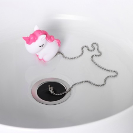 Bath plug with a unicorn toy, diameter: top 5.1 cm, bottom 4.6 cm, white color-3