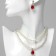 Set 2 objects: earrings, Katrin necklace red insert, white color in silver, 45 cm