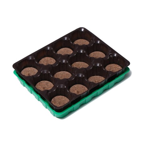 Set for seedlings: peat tablet d = 4.1 cm (12 pcs.), Cassette for 12 cells of 50 ml, pallet, green-1