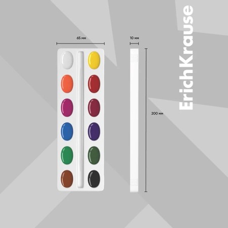 Watercolor 12 colors Erichkrause Basic, honey, plastic, cardboard foam, without brush-4