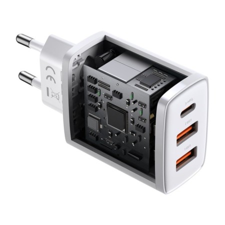 Charger Baseus Compact Quick Charger 2*USB+USB-C, 3A, 30W, White-5