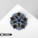 Brooch "Empress" circle, blue color in silver