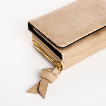 Women's wallet on the button, beige color-2