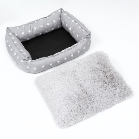 Lesse "Pukhlik", with fur, 58 x 46 x 16 cm, gray with stars-3