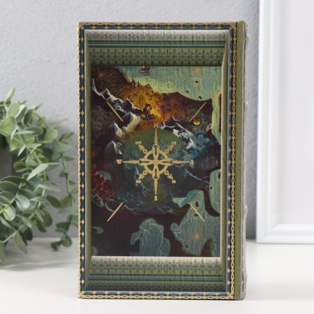 Safe-book wood to the leatherette "Map of the ancient Earth" embossing 21x13x5 cm-6
